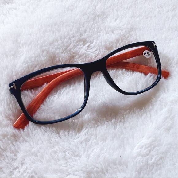 Owen Blue with Orange Wood Reader Glasses - Picture 5 of 11